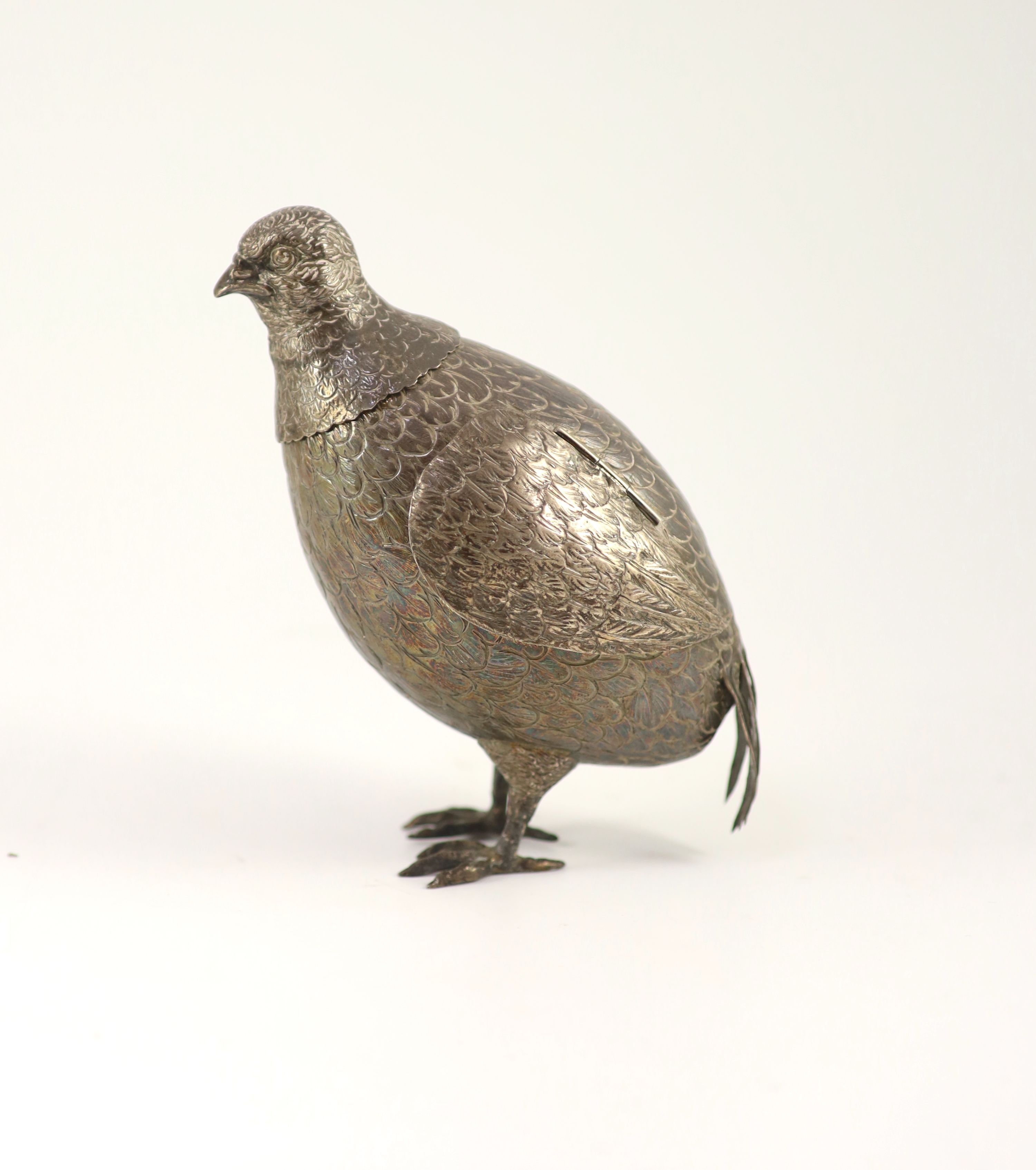 A late Victorian silver free-standing model of a grouse